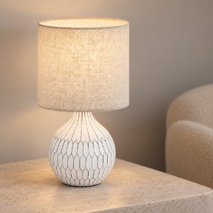 Eglo bellariva 3 lampada da tavolo e27 36cm per soggiorno moderna bianca