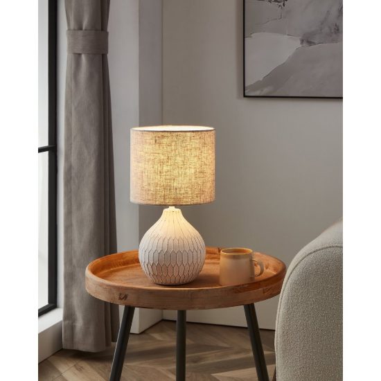 Eglo bellariva 3 lampada da tavolo e27 36cm per soggiorno moderna bianca
