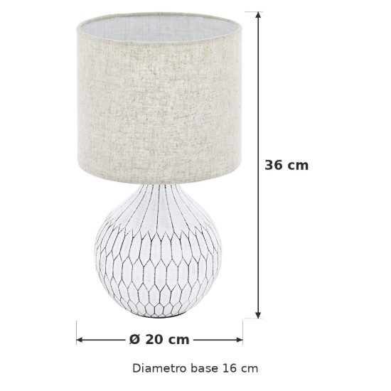 Eglo bellariva 3 lampada da tavolo e27 36cm per soggiorno moderna bianca