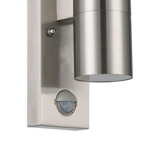 Eglo riga 5 lampada da parete per esterno led 5,6w 3000k ip44 7cm con sensore di movimento cilindro acciaio inox