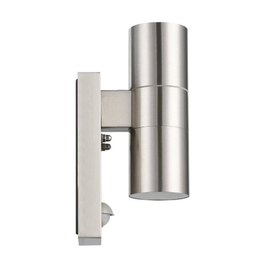 Eglo riga 5 lampada da parete per esterno led 5,6w 3000k ip44 7cm con sensore di movimento cilindro acciaio inox