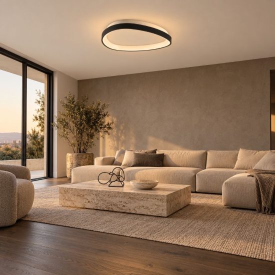Ideal lux gemini plafoniera led 24w 2700k 42,5cm per camera da letto moderna nera