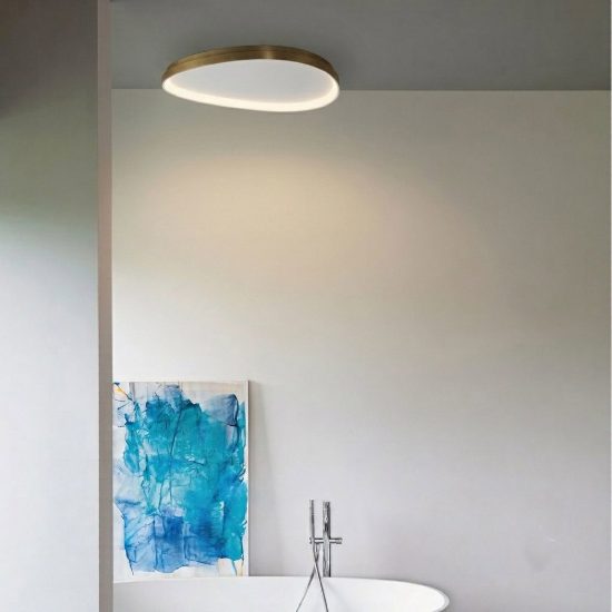 Ideal lux gemini plafoniera led 24w 2700k 42,5cm per camera da letto moderna ottone