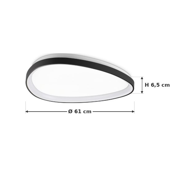 Ideal lux gemini plafoniera led 30w 2700k 61cm per soggiorno moderna nera