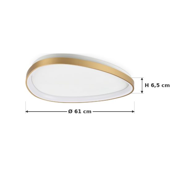 Ideal lux gemini plafoniera led 30w 2700k 61cm per soggiorno moderna ottone