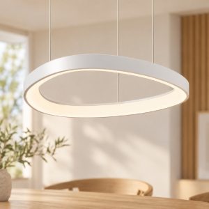 Ideal lux gemini lampadario a sospensione led 56w 2700k 81cm per sala da pranzo moderno bianco
