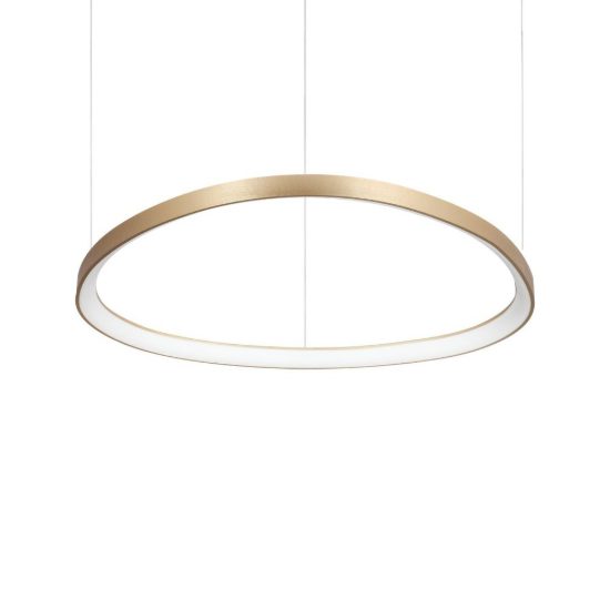 Ideal lux gemini lampadario a sospensione led 56w 2700k 81cm per sala da pranzo moderno ottone