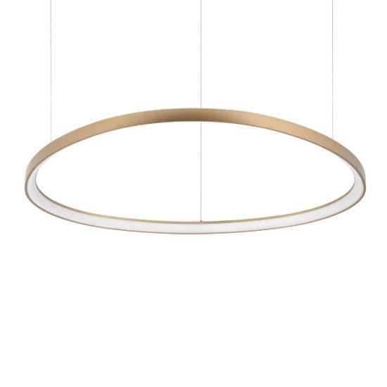 Ideal lux gemini lampadario a sospensione led 78w 2700k 105cm per sala da pranzo moderno ottone