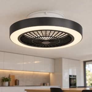 Eglo sazan ventilatore nero a plafoniera led 37,8w cct 2700k 6500k 55cm con telecomando