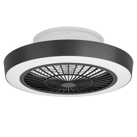 Eglo sazan ventilatore nero a plafoniera led 37,8w cct 2700k 6500k 55cm con telecomando