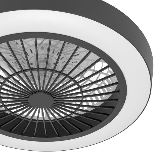 Eglo sazan ventilatore nero a plafoniera led 37,8w cct 2700k 6500k 55cm con telecomando