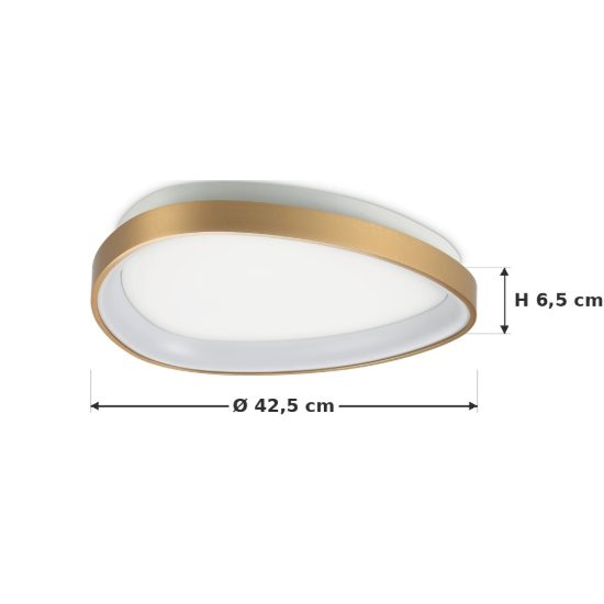 Ideal lux gemini plafoniera led 24w 4000k 42,5cm per camera da letto moderna ottone