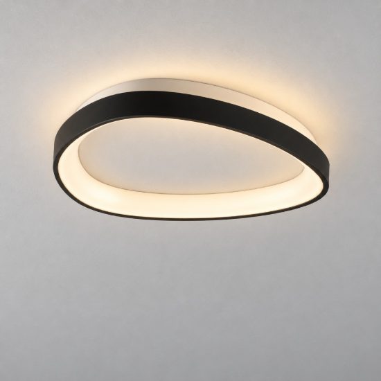 Ideal lux gemini plafoniera led 30w 4000k 61cm per soggiorno moderna nera