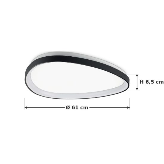 Ideal lux gemini plafoniera led 30w 4000k 61cm per soggiorno moderna nera