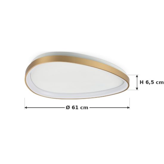 Ideal lux gemini plafoniera led 30w 4000k 61cm per soggiorno moderna ottone