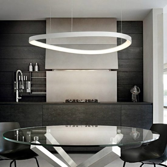 Ideal lux gemini lampadario a sospensione led 36w 4000k 42,5cm per sala da pranzo moderno bianco