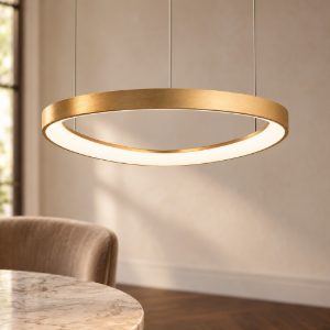 Ideal lux gemini lampadario a sospensione led 36w 4000k 42,5cm per sala da pranzo moderno ottone