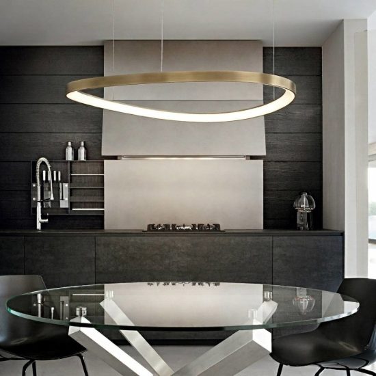 Ideal lux gemini lampadario a sospensione led 36w 4000k 42,5cm per sala da pranzo moderno ottone