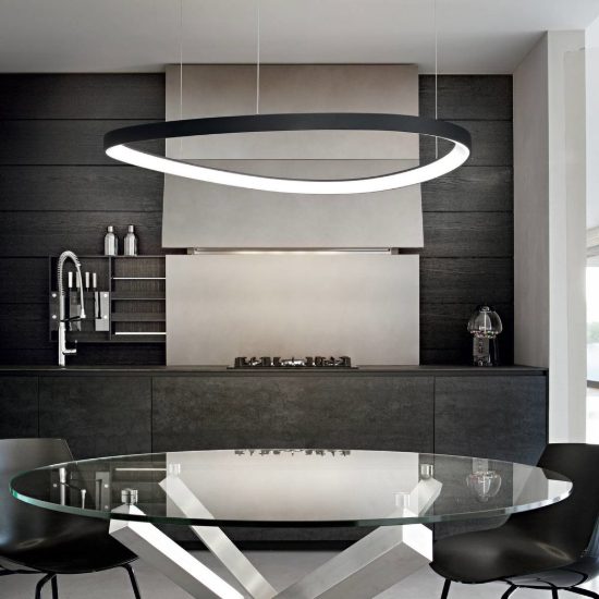 Ideal lux gemini lampadario a sospensione led 47w 4000k 61cm per sala da pranzo moderno nero