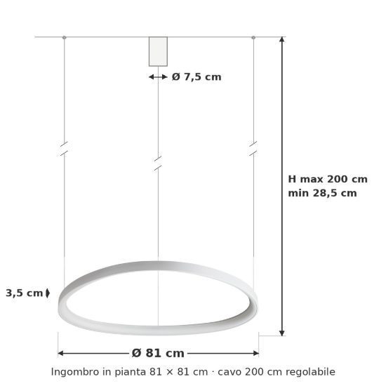 Ideal lux gemini lampadario a sospensione led 56w 4000k 81cm per sala da pranzo moderno bianco