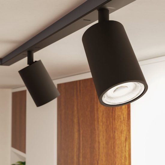 Eglo easyt spot tube faretto per binario gu10 5,5cm moderno cilindrico nero