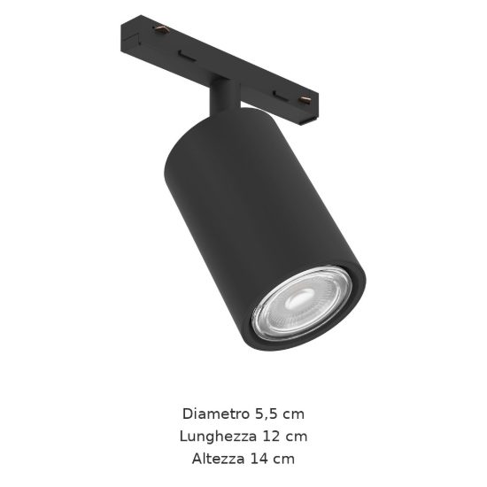 Eglo easyt spot tube faretto per binario gu10 5,5cm moderno cilindrico nero