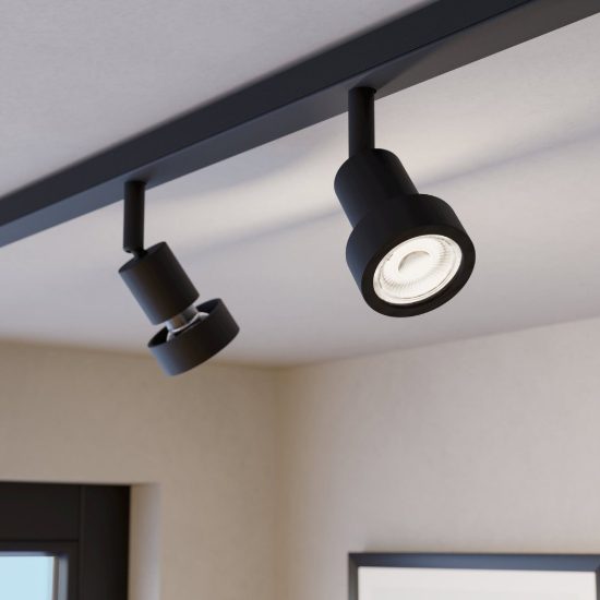 Eglo easyt spot ring faretto per binario gu10 5,5cm moderno cilindrico nero