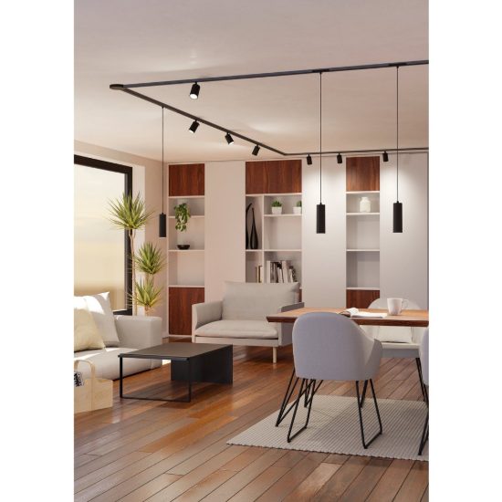 Eglo easyt pendant lampada a sospensione per binario gu10 6cm moderna cilindrica nera