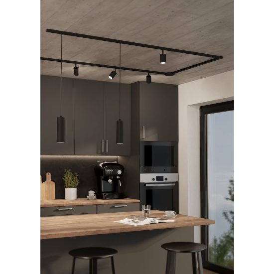 Eglo easyt pendant lampada a sospensione per binario gu10 6cm moderna cilindrica nera