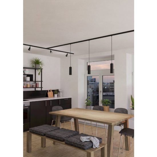 Eglo easyt pendant lampada a sospensione per binario gu10 6cm moderna cilindrica nera