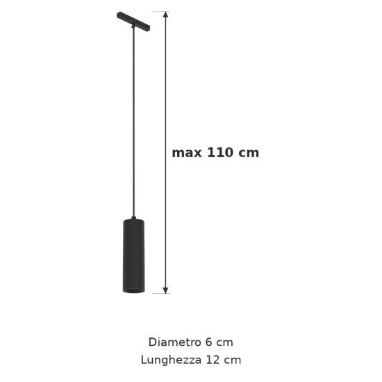 Eglo easyt pendant lampada a sospensione per binario gu10 6cm moderna cilindrica nera