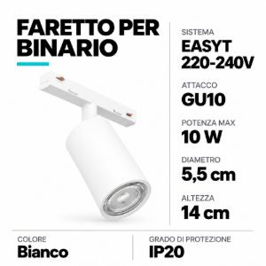 Eglo easyt spot tube faretto per binario gu10 5,5cm moderno cilindrico bianco