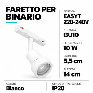 Eglo easyt spot ring faretto per binario gu10 5,5cm moderno cilindrico bianco