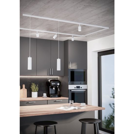 Eglo easyt pendant lampada a sospensione per binario gu10 6cm moderna cilindrica bianca