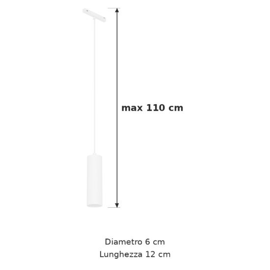 Eglo easyt pendant lampada a sospensione per binario gu10 6cm moderna cilindrica bianca