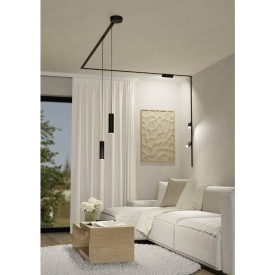 Eglo tplus slim spot faretto per binario led 6,6w cct 2700k 6500k 5,5cm moderno cilindrico nero
