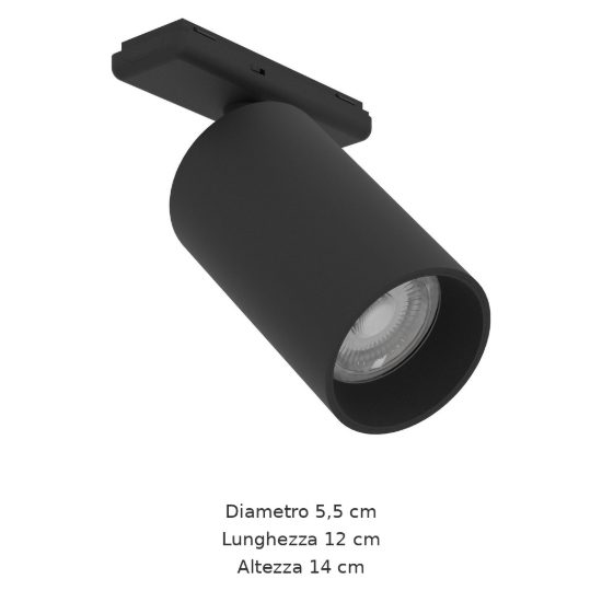 Eglo tplus slim spot faretto per binario led 6,6w cct 2700k 6500k 5,5cm moderno cilindrico nero