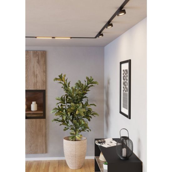Eglo tplus flat light faretto lineare per binario led 6,6w cct 2700k 6500k 30cm moderno nero
