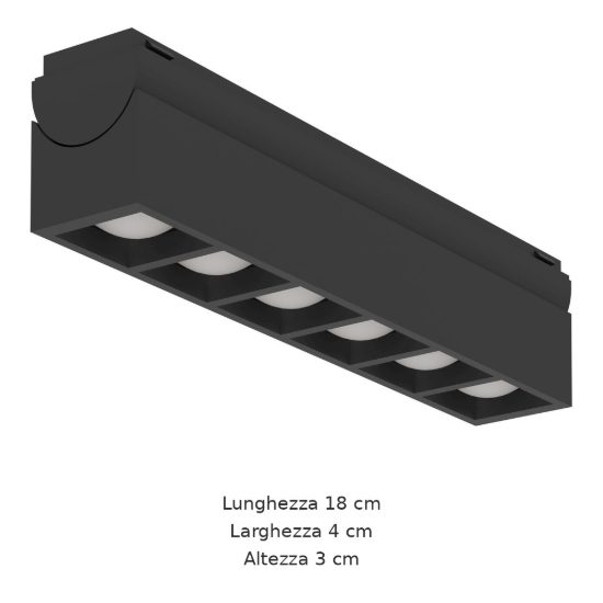 Eglo tplus 6 lens spot faretto per binario led 6,6w cct 2700k 6500k 18cm moderno lineare nero