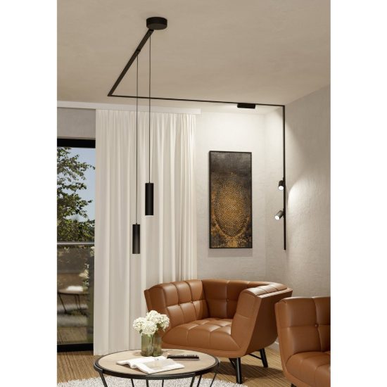 Eglo tplus pendant lampada a sospensione per binario led 6,6w cct 2700k 6500k 5,5cm moderna nera