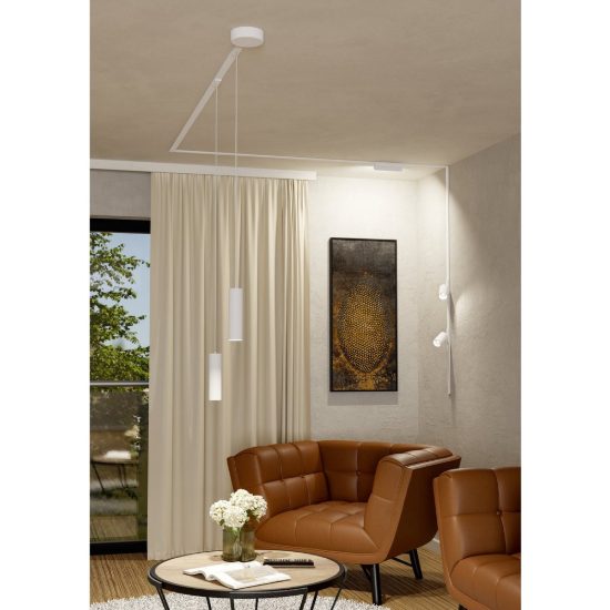 Eglo tplus slim spot faretto per binario led 6,6w cct 2700k 6500k 5,5cm moderno cilindrico bianco
