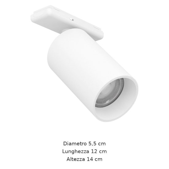 Eglo tplus slim spot faretto per binario led 6,6w cct 2700k 6500k 5,5cm moderno cilindrico bianco