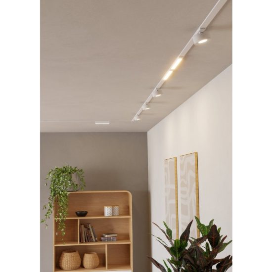 Eglo tplus wide spot faretto per binario led 6,6w cct 2700k 6500k 8,5cm moderno rotondo bianco