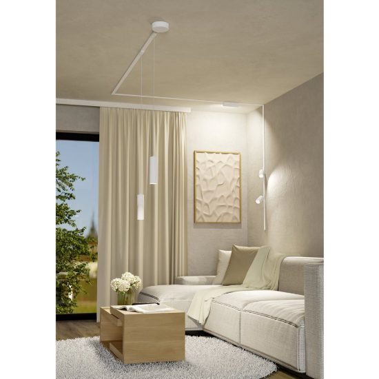 Eglo tplus pendant lampada a sospensione per binario led 6,6w cct 2700k 6500k 5,5cm moderna bianca