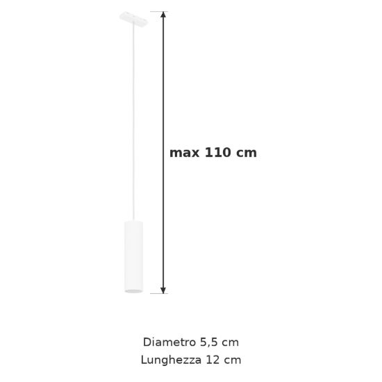 Eglo tplus pendant lampada a sospensione per binario led 6,6w cct 2700k 6500k 5,5cm moderna bianca