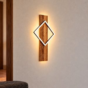 Eglo boyal applique led 13w 3000k 56cm per camera da letto rustica nero e marrone rustico