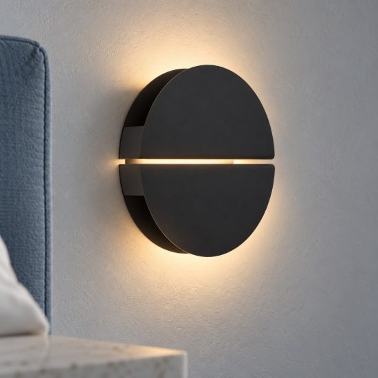 Eglo pianosa applique per comodino camera da letto led 4,5w cct 2700k 6500k 18cm ip44 nera
