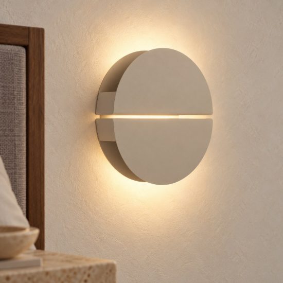 Eglo pianosa applique per comodino camera da letto led 4,5w cct 2700k 6500k 18cm ip44 sabbia