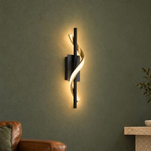 Eglo conaprato applique led 8,8w cct 2700k 6500k 46,5cm moderna spirale nero e ottone spazzolato