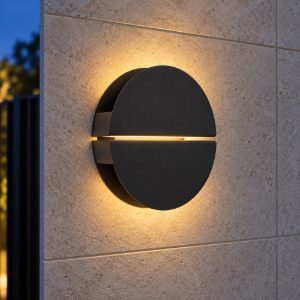 Eglo vascella applique da esterno led 5w cct 2700k 6500k 18cm ip44 moderna rotonda nera